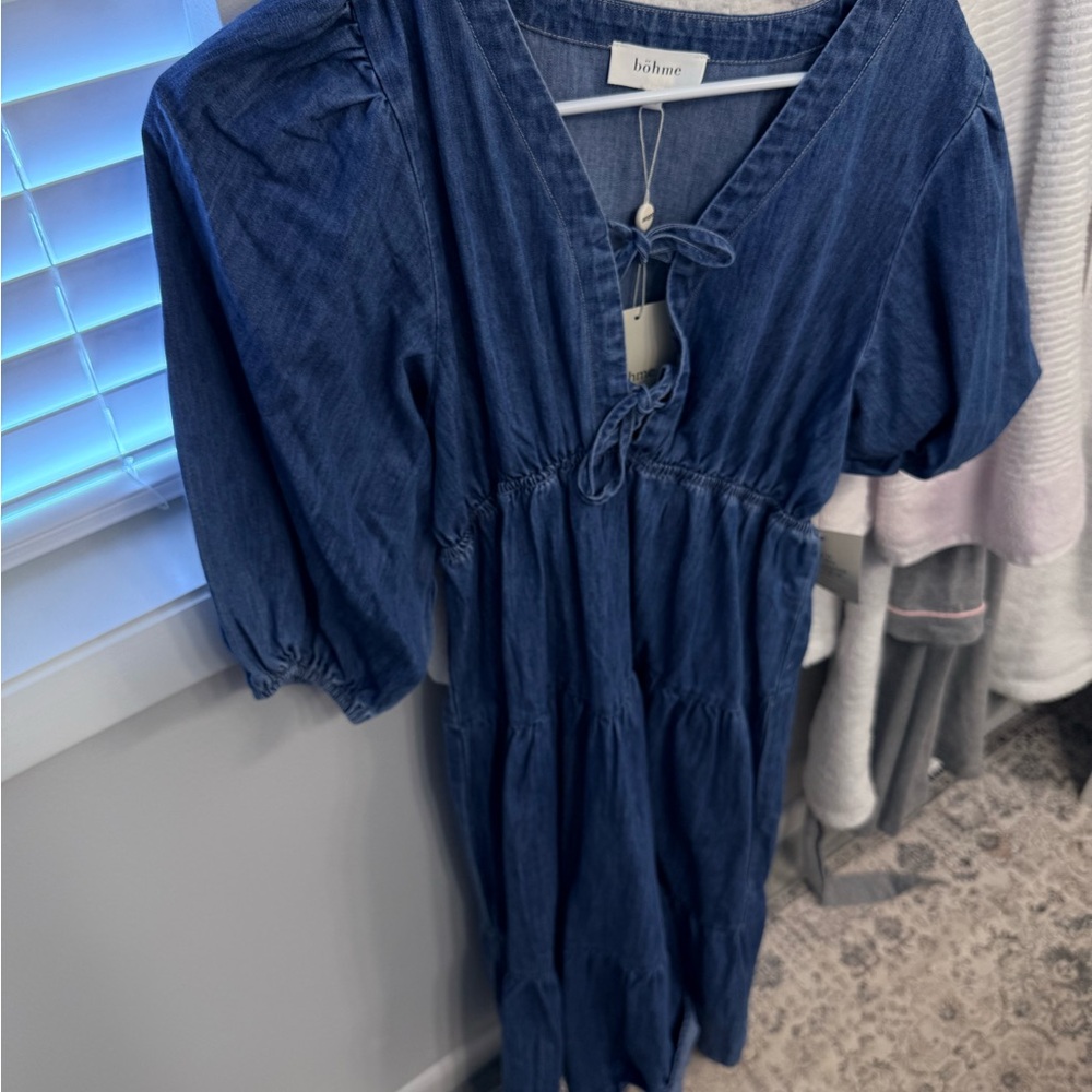 Bohme Blue Denim Midi Dress